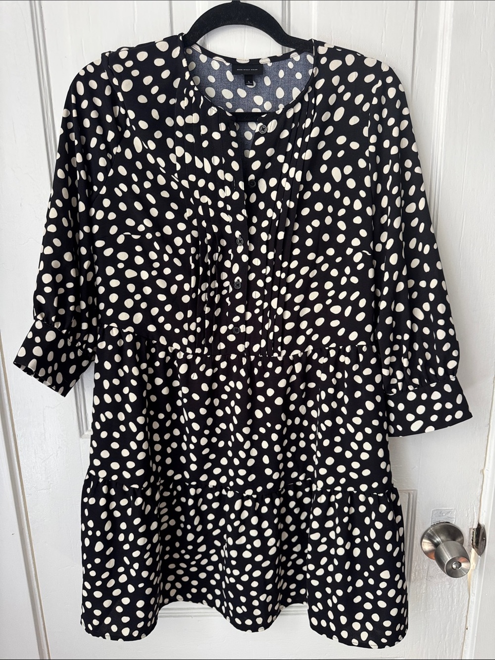 Who What Wear Black and White Polka Dot Mini Dress